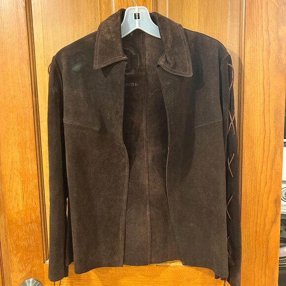 Womens By Excelsior Dark Chocolate Brown Suede Made in Spain Vintage Jacket S - Picture 3 of 11
